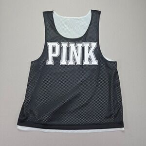 PINK Victoria's Secret Reversible Mesh Tank Top Sleeveless Black White‎ S